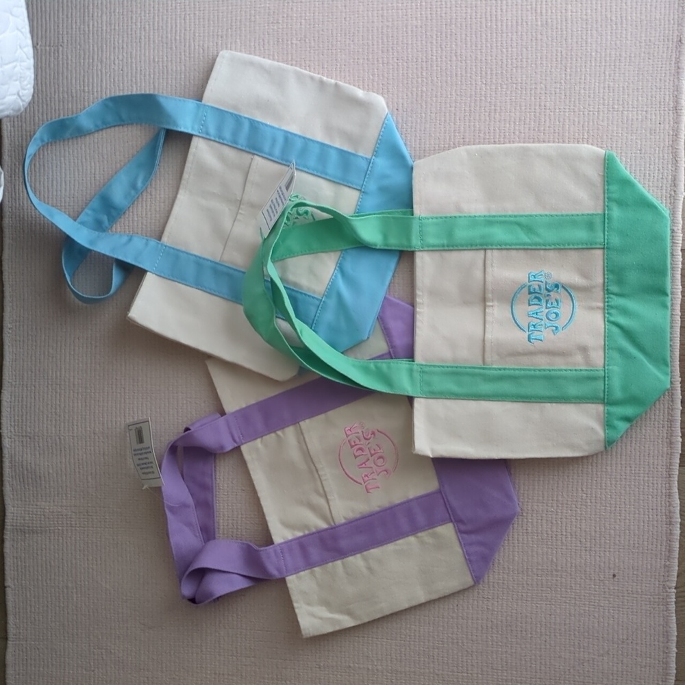 Trader Joe's pastel Mini Totes